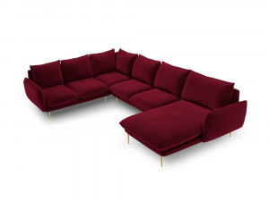 Coltar tapitat Vienna 7 locuri velvet/picioare gold – L330 x l235 x h95 - Img 9