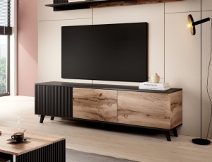 Comoda TV Random RTV2 stejar wotan/negru - L180 x A40 x h52 cm - Img 14