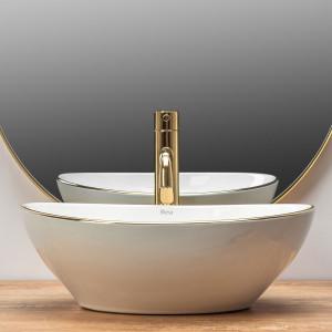 Lavoar Sofia Gold Edge ceramica sanitara - 41cm - Img 4