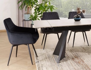 Masa extensibila Laconi alb/negru L160-220xl90 cm - Img 10