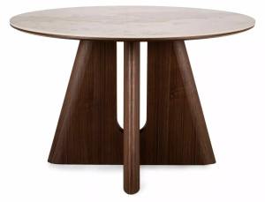 Masa rotunda Alzano Ceramic alb lucios/nuc ø120/h77 cm - Img 2