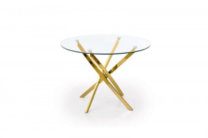 Masa rotunda sticla Raymond transparent/auriu ø100/h73 cm