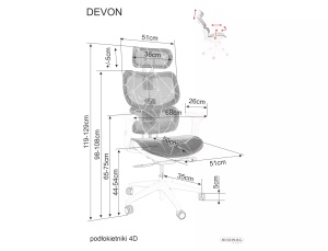 Scaun de birou Devon negru - Img 6