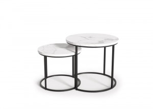 Set 2 mese de cafea Oreo marmura alba/negru – d 43-53 x h 35-45 cm - Img 3
