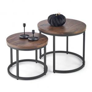 Set 2 mese de cafea Oreo nuc/negru – d43-53 x h35-45 cm - Img 1