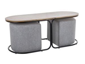 Set masuta cafea si 2 tabureti Dual stejar artizan/negru - Img 1