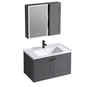 Set mobilier de baie cu lavoar Monti 60cm Grey - Img 2