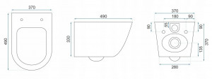 Vas wc suspendabil Carlo Mini Rimless Duroplast Flat negru/auriu - Img 6