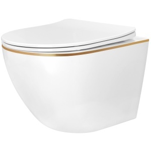 Vas WC suspendabil Rea Carlo Mini Tornado NF GOLD EDGE