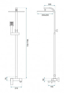 Baterie pentru dus Navaro silver reglabilă – H 73-119,5 cm - Img 2