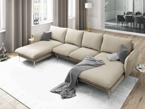 Coltar tapitat Vienna 6 locuri picioare gold – L350 x l170 x h95 - Img 5