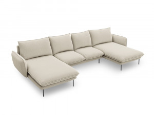 Coltar tapitat Vienna 6 locuri picioare negru – L350 x l170 x h95