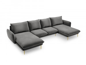Coltar tapitat Vienna 6 locuri velvet/picioare gold – L350 x l170 x h95 - Img 10