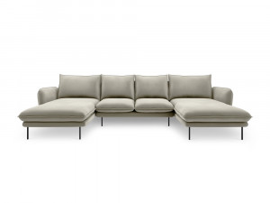 Coltar tapitat Vienna 6 locuri velvet/picioare negru – L350 x l170 x h95 - Img 4