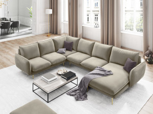 Coltar tapitat Vienna 7 locuri velvet/picioare gold – L330 x l235 x h95 - Img 5