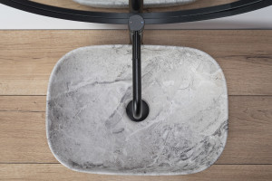 Lavoar Livia Stone Marmura ceramica sanitara - 46,5 cm - Img 5