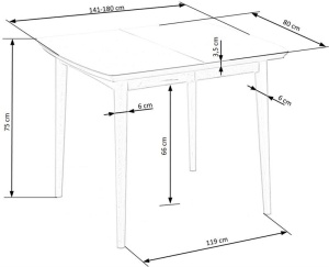 Masa extensibila Barret mdf alb mat - L90/190 x l80 x h75 cm - Img 14