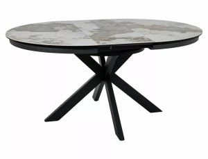 Masa extensibila Porto Ceramic alb lucios/negru mat L120-160xl120 cm - Img 4