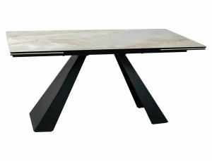 Masa extensibila Salvadore Ceramic bej lucios/negru mat L160-240xl90 cm