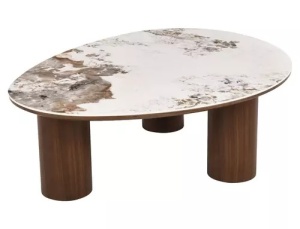 Măsuță de cafea Adelis alb lucios / nuc – L110 x l80 cm - Img 2