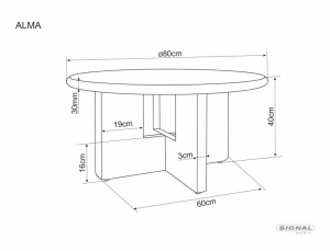 Măsuță de cafea Alma ecru / stejar ø45/h50 cm - Img 3