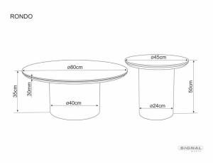 Măsuță de cafea Rondo alb lucios / stejar ø80/h35 cm - Img 2