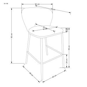 Scaun de bar plusat H-119 crem - Img 5