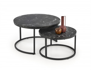 Set 2 mese de cafea Java marmura neagra/negru - Img 1