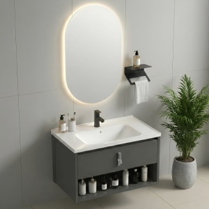 Set mobilier de baie cu lavoar Toledo 60cm Grey - Img 3