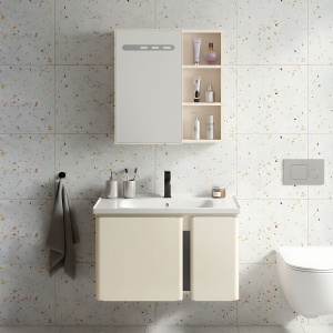 Set mobilier de baie cu lavoar Tula 60cm Beige