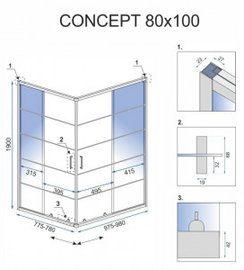 Cabina de dus Rea Concept Black 80x100 - Img 5