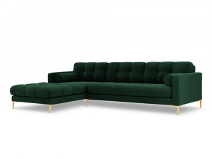 Coltar tapitat Bali 5 locuri velvet/picioare gold – L293 x l185 x h75 - Img 12