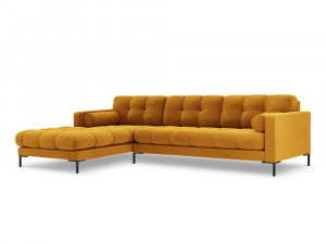 Coltar tapitat Bali 5 locuri velvet/picioare negre – L293 x l185 x h75 - Img 15
