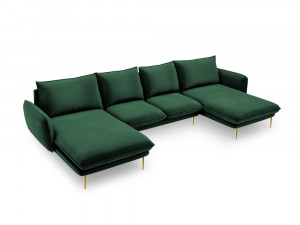Coltar tapitat Vienna 6 locuri velvet/picioare gold – L350 x l170 x h95 - Img 6