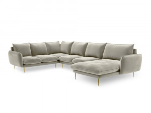 Coltar tapitat Vienna 7 locuri velvet/picioare gold – L330 x l235 x h95