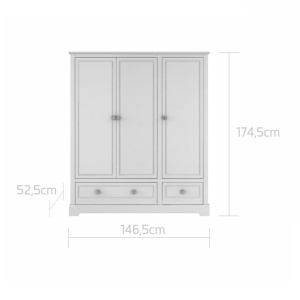 Dulap Marylou alb cu 3 sertare H174,5 cm - Img 9