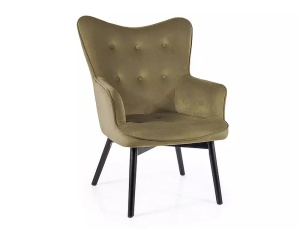 Fotoliu Carmen velvet olive Blu77/negru mat - Img 1