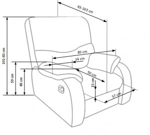 Fotoliu recliner Jeff piele ecologica negru H101 cm - Img 3