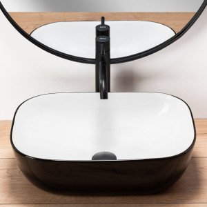Lavoar Belinda ceramica sanitara negru/alb - 46,5 cm - Img 3
