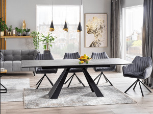 Masa extensibila Salvadore Ceramic gri ANTHRACITE/negru mat L160-240 cm - Img 9
