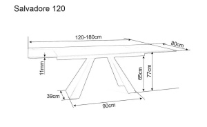 Masa extensibila Salvadore Ceramic II CORSO GREY/negru mat L120-180 cm - Img 4