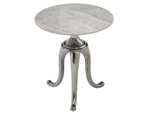 Masuta de cafea Snake marmura alba/argintiu ø48/h55 cm - Img 3