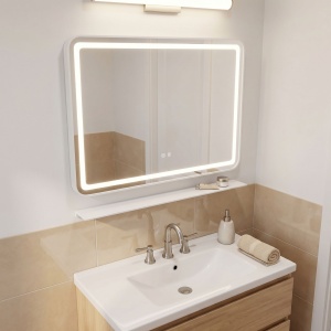 Oglindă de perete LED cu raft 80x60 cm L-8060 - Img 4