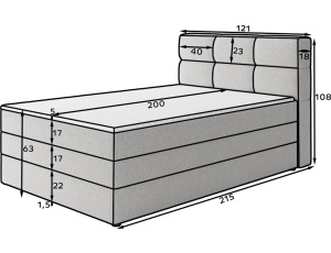 Pat boxspring Kasped 120x200 cm Royal 01 - Img 10