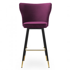 Scaun de bar Modena burgundy picioare negru/gold - H70 cm - Img 1