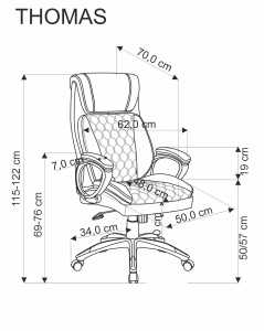 Scaun de birou Thomas piele ecologica negru H122 cm - Img 6