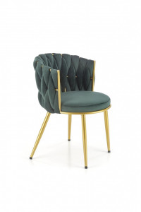 Set masa rotunda Raymond 2 marmura neagra + 4 scaune K517 verde/auriu - Img 7