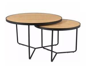 Set măsuțe de cafea Italia stejar / negru mat ø80/h50 cm