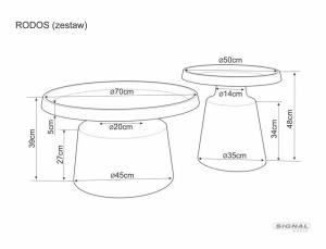 Set măsuțe de cafea Rodos bej mat ø70/h39 cm - Img 2