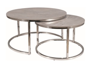 Set mese de cafea Portafino B marmura gri/argintiu ø60/ø45 cm